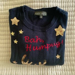 Holiday “Bah, Humpug!” sweater | Navy blue | Medium